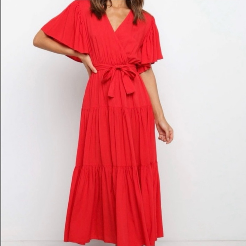 Petal & Pup Vibrant Red Midi Dress